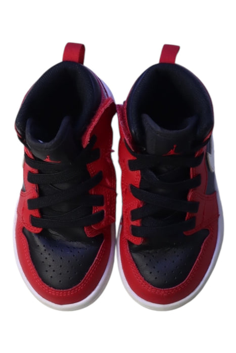 A Red Sneakers from Air Jordan in size 4T for boy. (Back View)