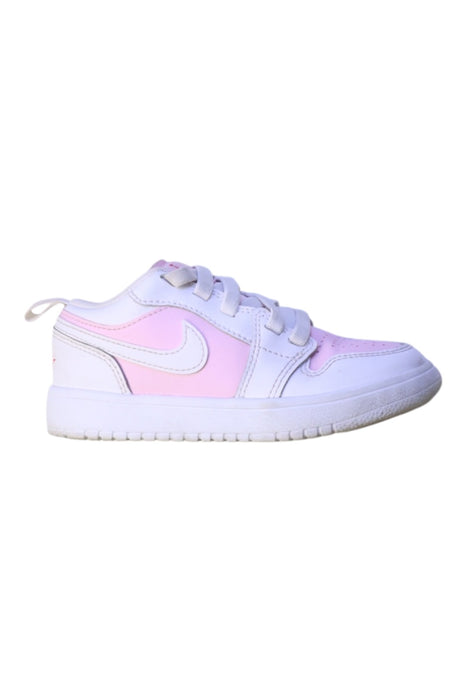 A White Sneakers from Air Jordan in size 5T for girl. (Front View)