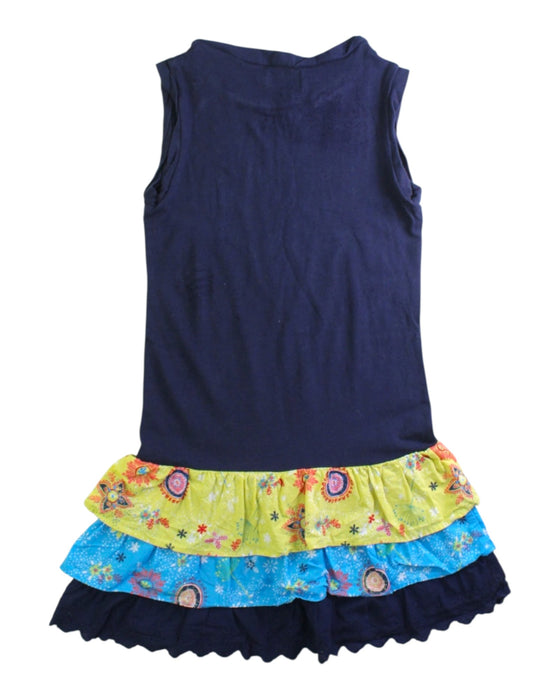 A Navy Sleeveless Dresses from La Compagnie des Petits in size 6T for girl. (Back View)