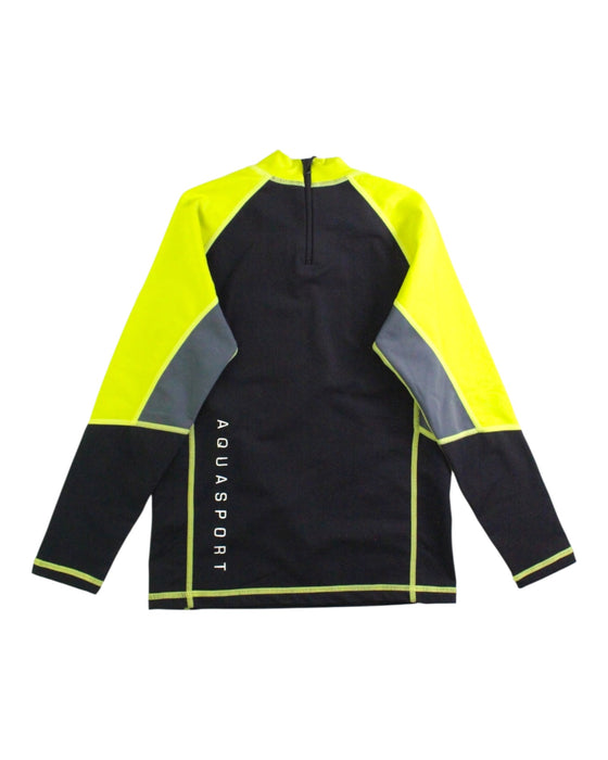 A Black Rash Guards from Aquasport in size 10Y for neutral. (Back View)