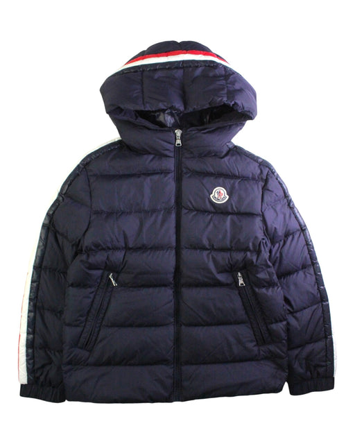 A Navy Puffer/Quilted Jackets from Moncler in size 10Y for neutral. (Front View)