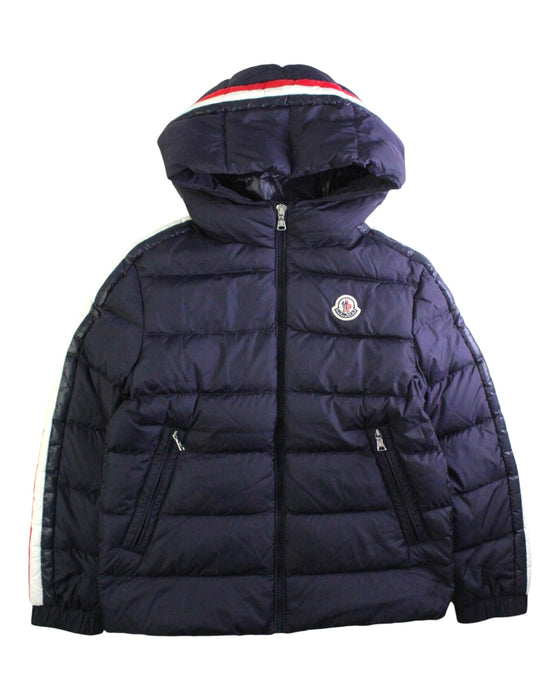 A Navy Puffer/Quilted Jackets from Moncler in size 10Y for neutral. (Front View)