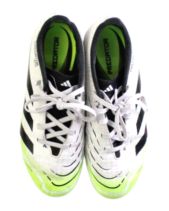 A White Cleats/Soccer Shoes from Adidas in size 12Y for boy. (Back View)
