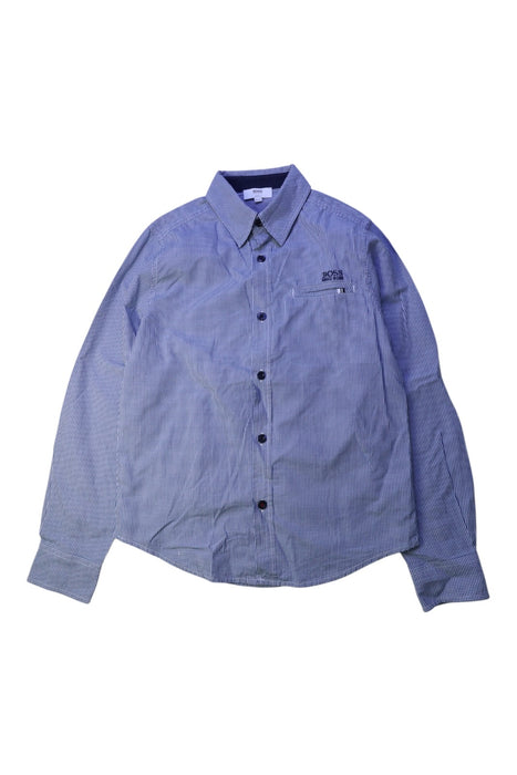 A Blue Long Sleeve Shirts from Boss in size 10Y for boy. (Front View)