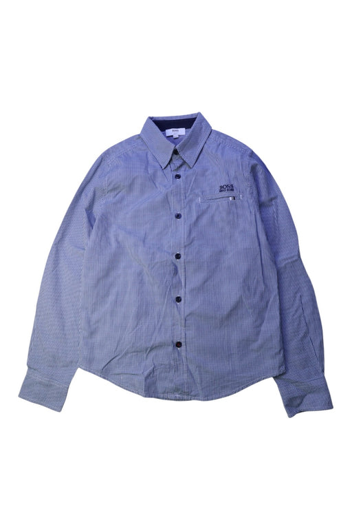 A Blue Long Sleeve Shirts from Boss in size 10Y for boy. (Front View)