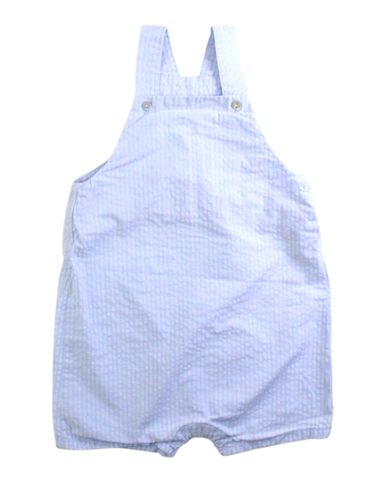 A Blue Overall Shorts from Knot in size 6-12M for neutral. (Front View)