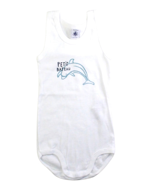 A White Sleeveless Bodysuits from Petit Bateau in size 18-24M for boy. (Front View)