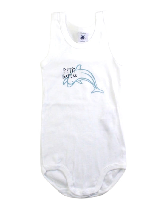 A White Sleeveless Bodysuits from Petit Bateau in size 18-24M for boy. (Front View)