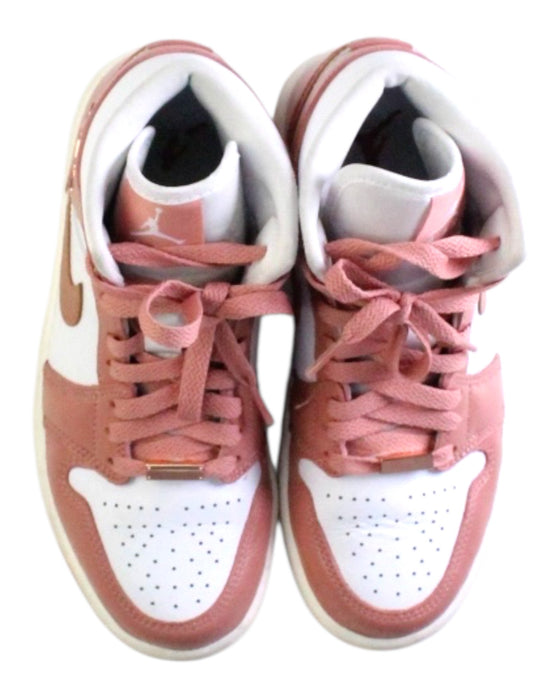 A Pink Sneakers from Air Jordan in size 11Y for girl. (Back View)