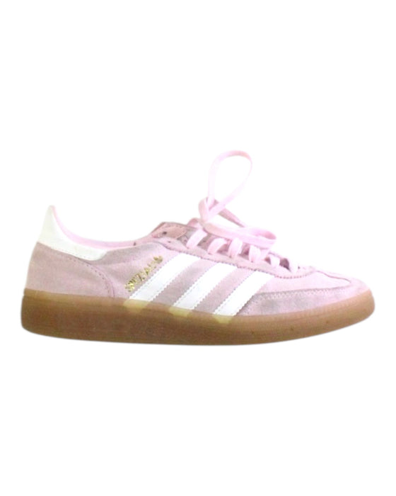 A Pink Sneakers from Adidas in size 10Y for girl. (Front View)