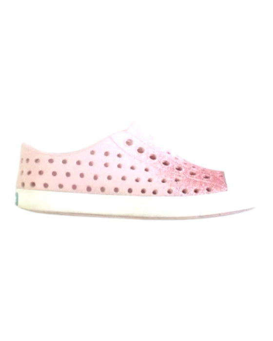 A Pink Slip Ons from Native Shoes in size 3T for girl. (Front View)