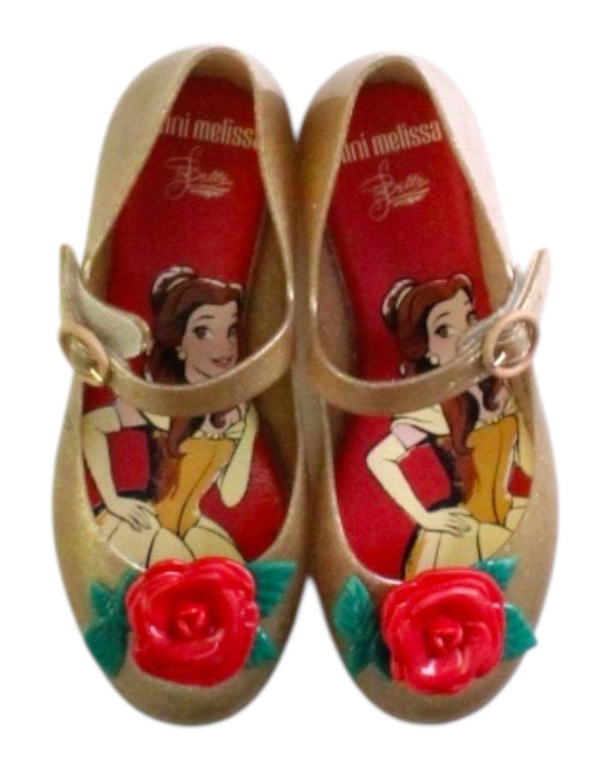 A Gold Flats from Mini Melissa in size 5T for girl. (Back View)
