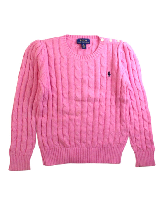 A Pink Knit Sweaters from Polo Ralph Lauren in size 6T for girl. (Front View)