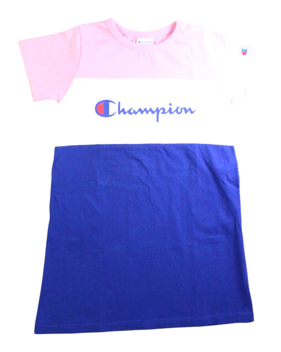 A Pink Short Sleeve Dresses from Champion in size 5T for girl. (Front View)
