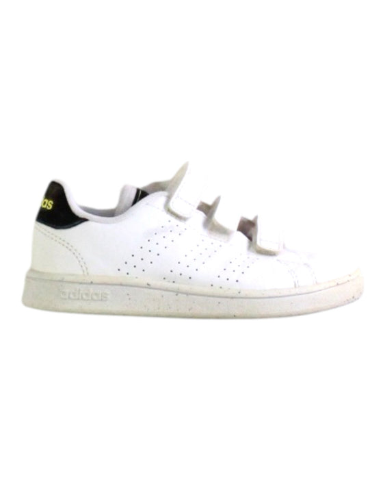 A White Sneakers from Adidas in size 5T for boy. (Front View)