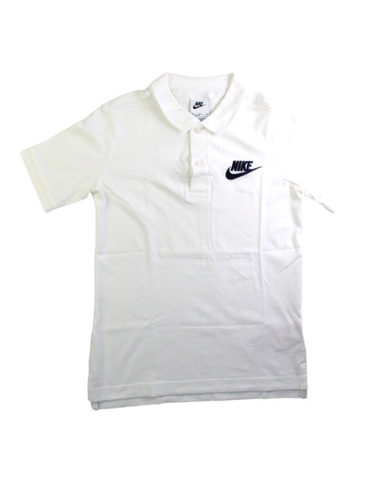 A White Short Sleeve Polos from Nike in size 10Y for boy. (Front View)