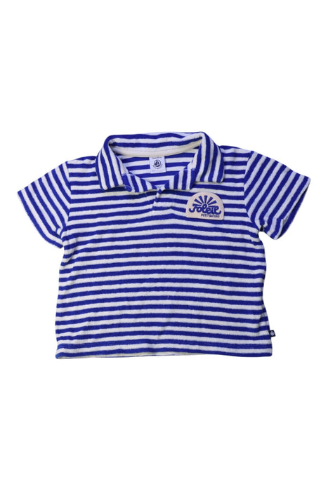 A Blue Short Sleeve Polos from Petit Bateau in size 3T for boy. (Front View)