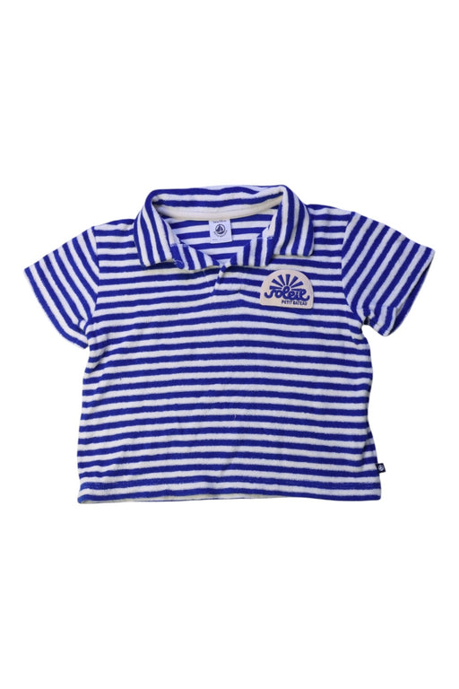 A Blue Short Sleeve Polos from Petit Bateau in size 3T for boy. (Front View)