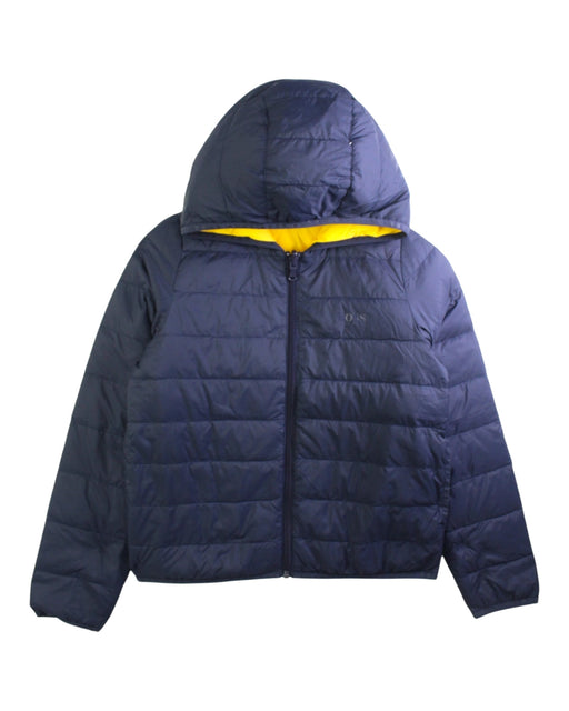 A Navy Puffer/Quilted Jackets from Boss in size 8Y for boy. (Front View)