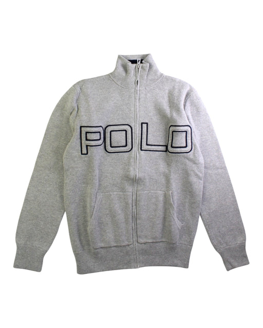 A Grey Zippered Sweatshirts from Polo Ralph Lauren in size 10Y for boy. (Front View)