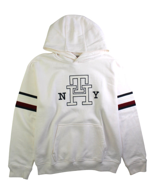 A White Hooded Sweatshirts from Tommy Hilfiger in size 13Y for boy. (Front View)