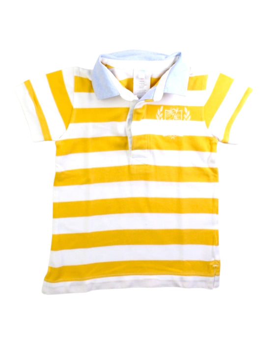 A Yellow Short Sleeve Polos from Jacadi in size 4T for boy. (Front View)