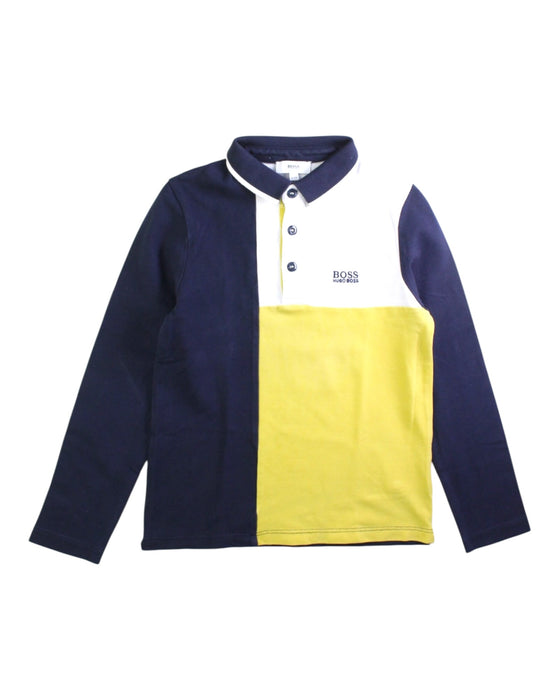 A Navy Long Sleeve Polos from Boss in size 8Y for boy. (Front View)