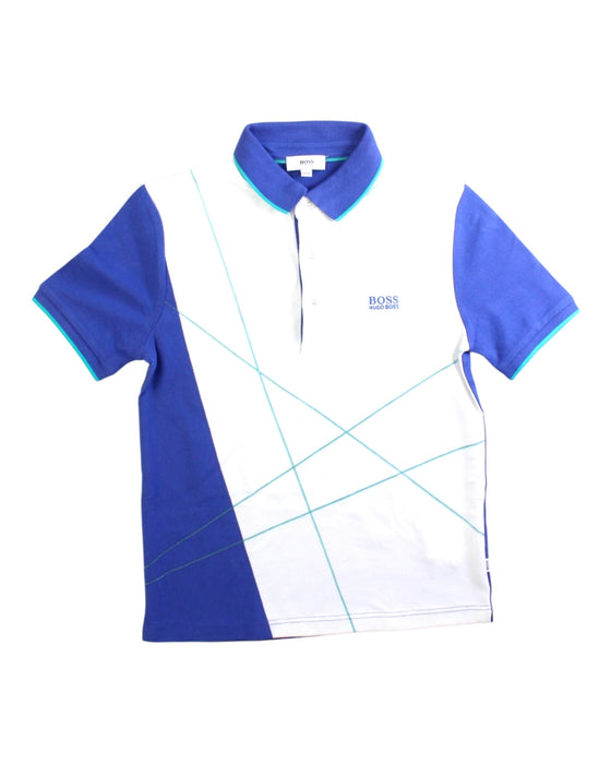 A Blue Short Sleeve Polos from Boss in size 8Y for boy. (Front View)