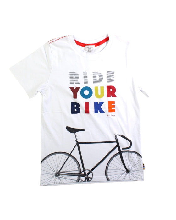 A White Short Sleeve T Shirts from Paul Smith in size 8Y for boy. (Front View)