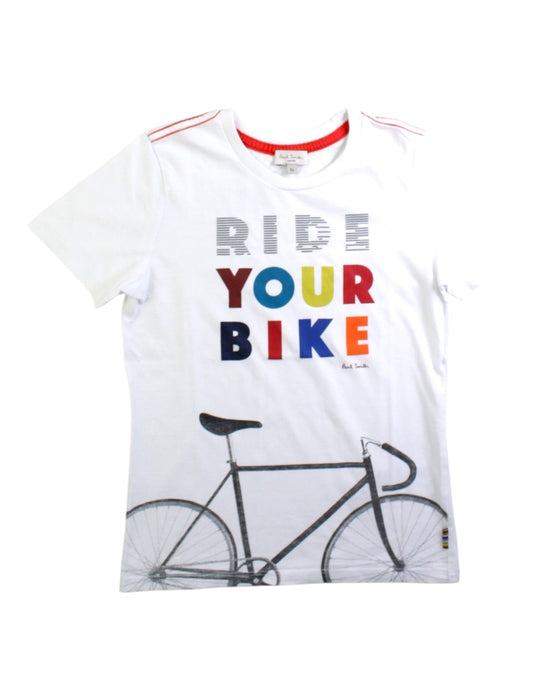 A White Short Sleeve T Shirts from Paul Smith in size 6T for boy. (Front View)