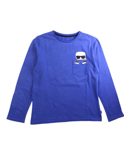 A Blue Long Sleeve T Shirts from Karl Lagerfeld in size 10Y for boy. (Front View)