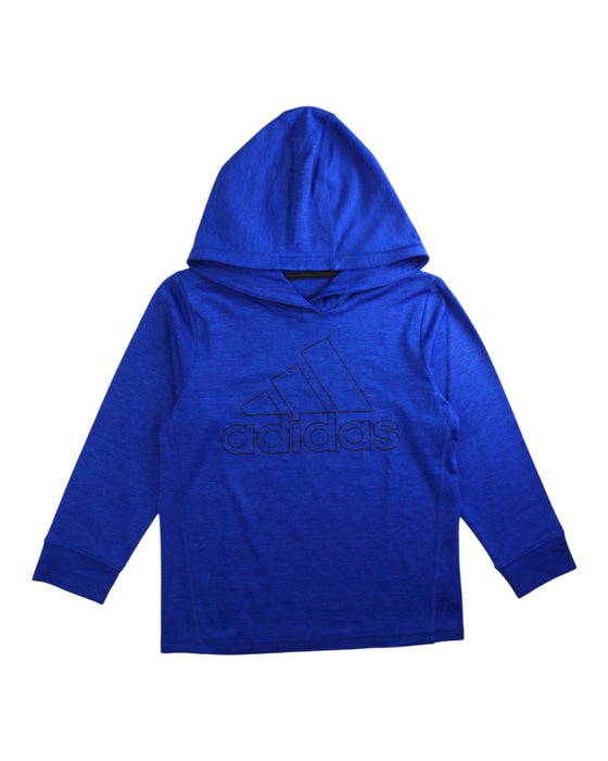 A Blue Hooded Sweatshirts from Adidas in size 7Y for boy. (Front View)
