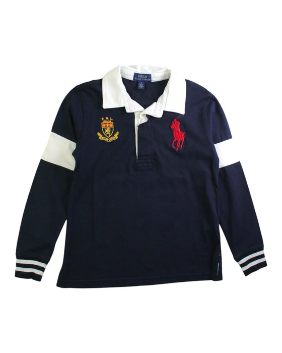 A Navy Long Sleeve Polos from Polo Ralph Lauren in size 6T for boy. (Front View)
