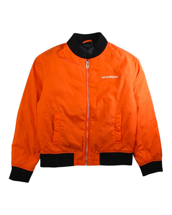 A Orange Lightweight Jackets from Emporio Armani in size 12Y for boy. (Front View)