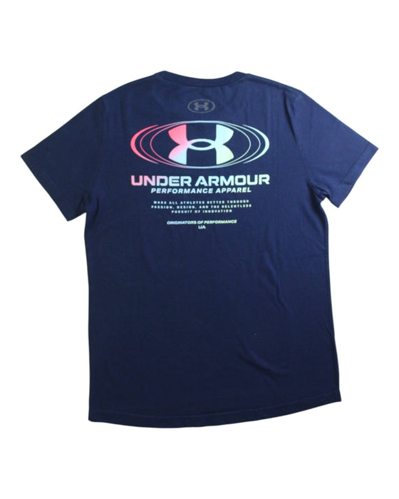 A Navy Short Sleeve T Shirts from Under Armour in size 10Y for boy. (Back View)