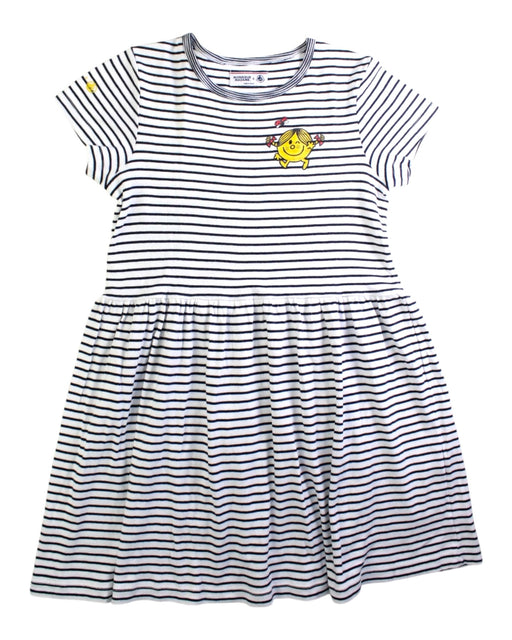 A White Short Sleeve Dresses from Petit Bateau in size 10Y for girl. (Front View)