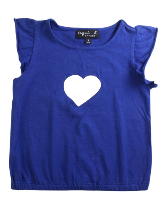 A Blue Sleeveless Tops from Agnes B Enfant in size 4T for girl. (Front View)
