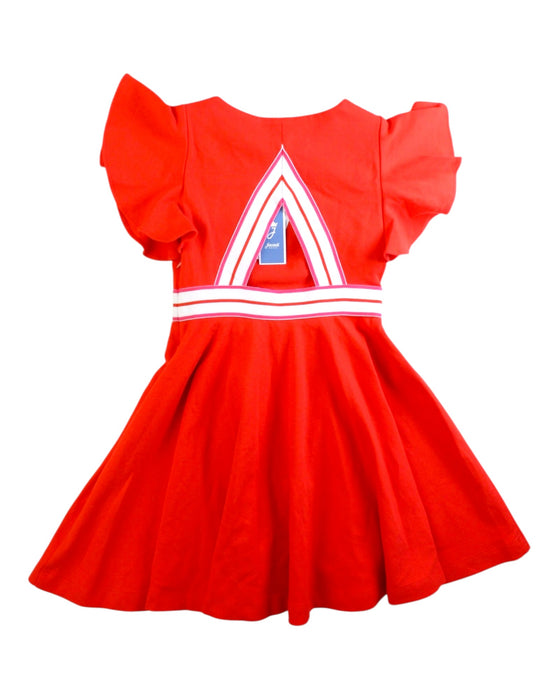 A Red Short Sleeve Dresses from Jacadi in size 4T for girl. (Back View)