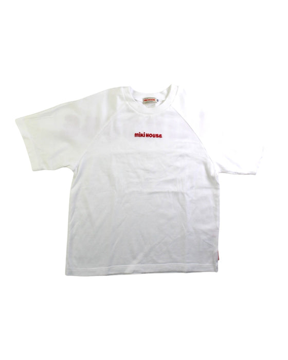 A White Short Sleeve T Shirts from Miki House in size 5T for neutral. (Front View)