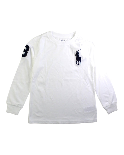 A White Long Sleeve T Shirts from Polo Ralph Lauren in size 5T for boy. (Front View)