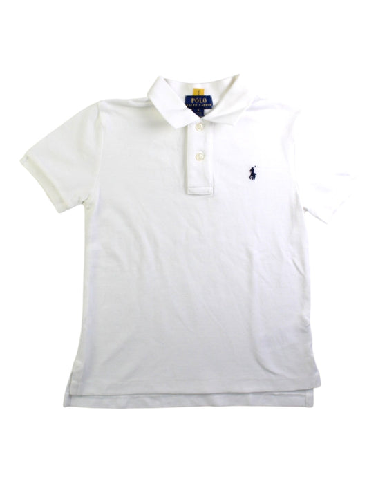 A White Short Sleeve Polos from Polo Ralph Lauren in size 5T for boy. (Front View)