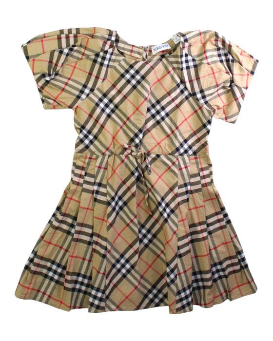 A Beige Short Sleeve Dresses from Burberry in size 4T for girl. (Front View)