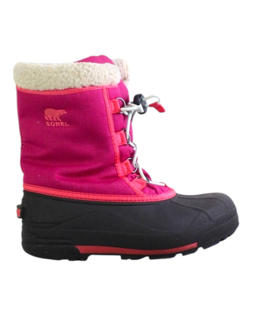 A Pink Winter Boots from Sorel in size 10Y for girl. (Front View)