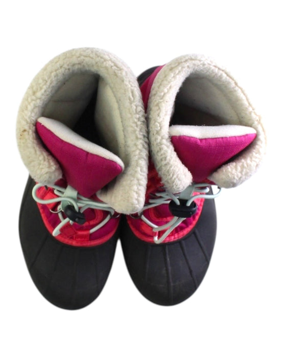 A Pink Winter Boots from Sorel in size 10Y for girl. (Back View)