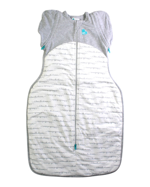 A Grey Sleepsacs from Love To Dream in size 3-6M for neutral. (Front View)