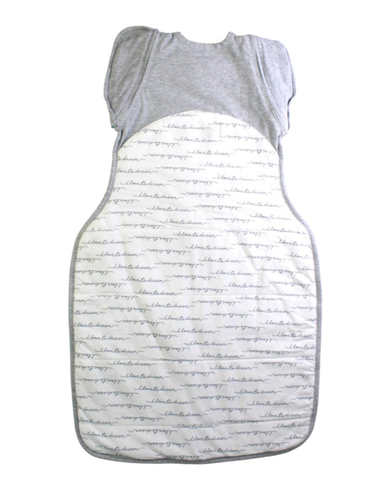 A Grey Sleepsacs from Love To Dream in size 3-6M for neutral. (Back View)