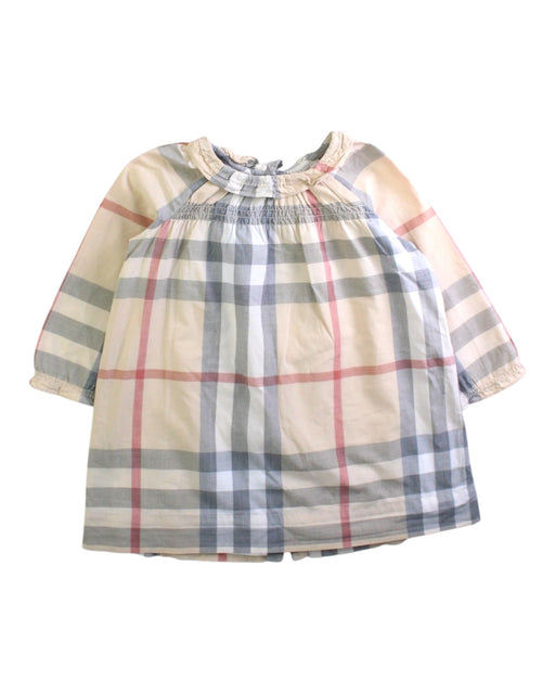 A Beige Long Sleeve Dresses from Burberry in size 6-12M for girl. (Front View)