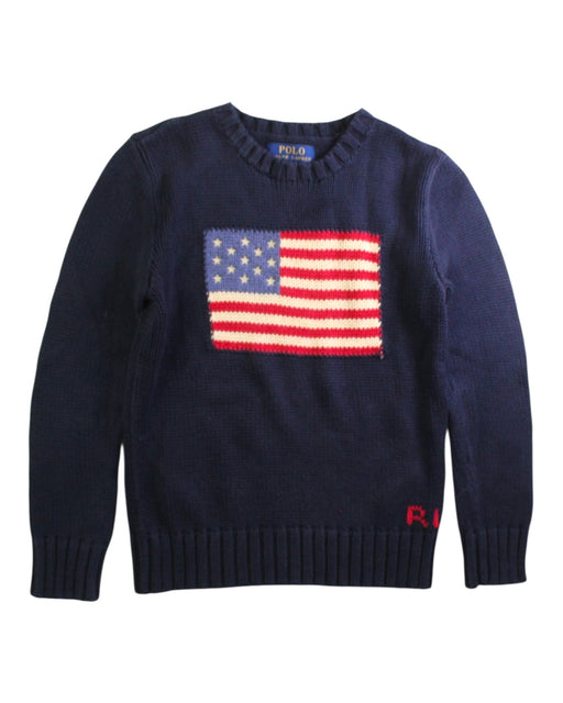 A Navy Knit Sweaters from Polo Ralph Lauren in size 8Y for boy. (Front View)