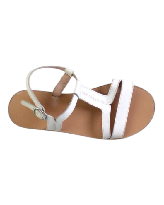 A White Sandals from Jacadi in size 7Y for girl. (Front View)
