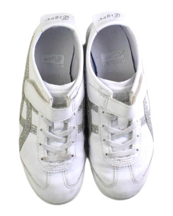A White Sneakers from Onitsuka Tiger in size 7Y for girl. (Back View)